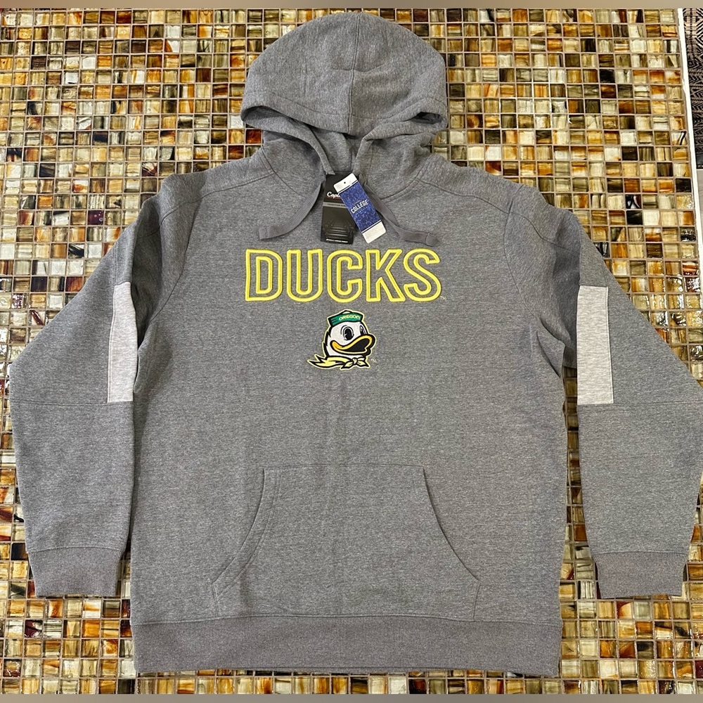 NWT Oregon Ducks Captivating Apparel Gray Embroidered Pullover Hoodie~2XL~$55
